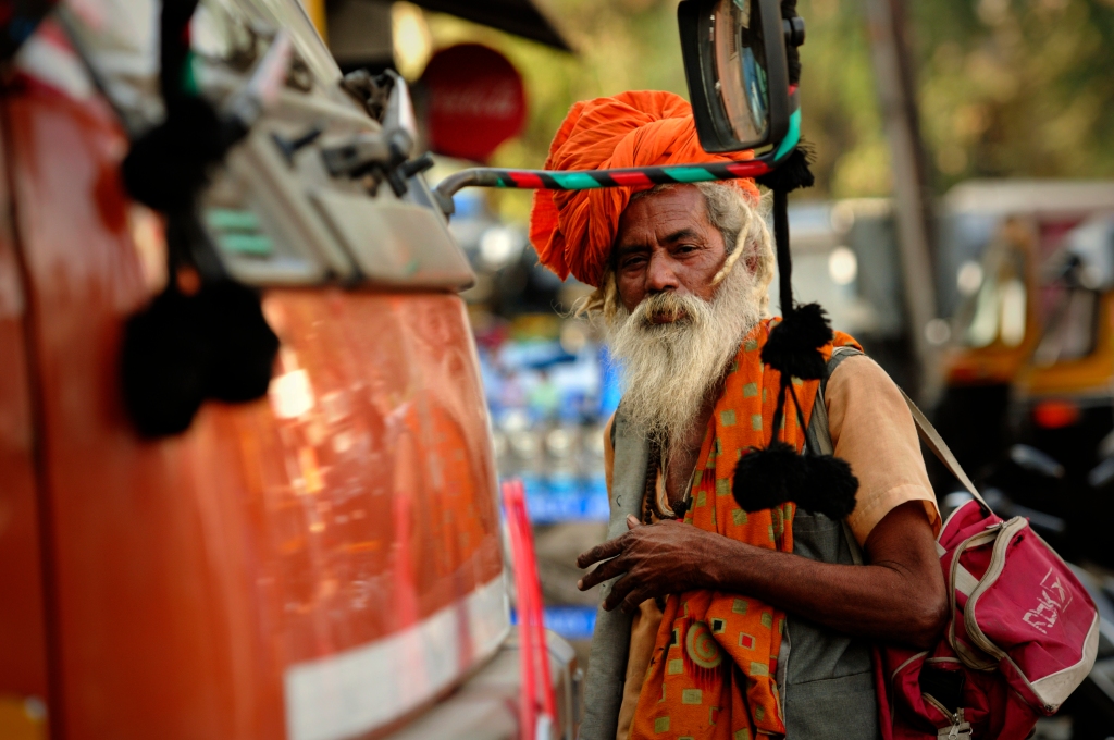 Photo of a sadhu in the street in India.