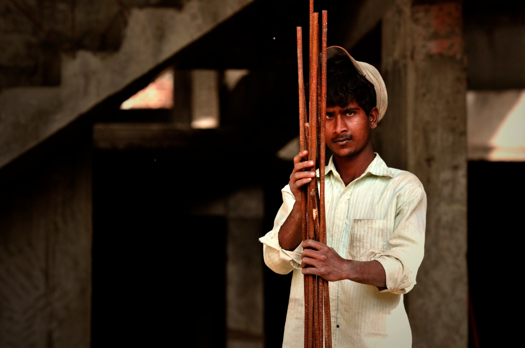 Photo of a caste worker in India.
