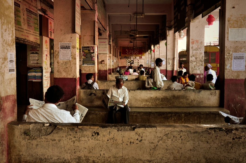 Photo of a bus station in Nasik, India.