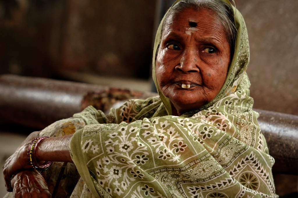 Photo of an elderly woman in India.