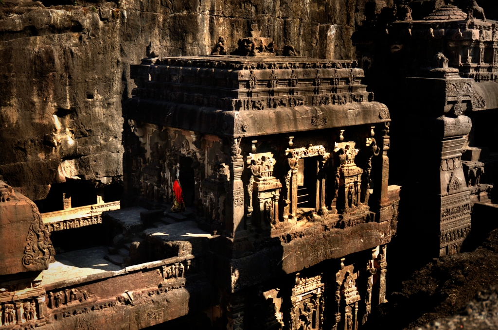 Photo of the Ellora caves in India.