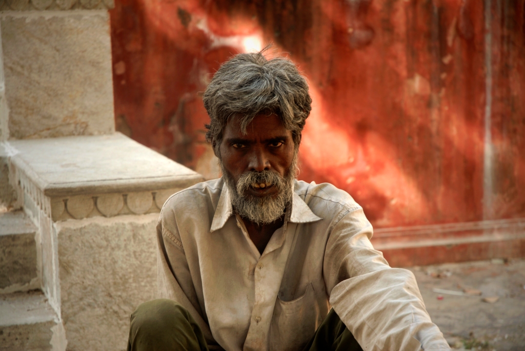 Photo of an Indian man at the Gatore Ki Chhatriyan in Jaipur, India.