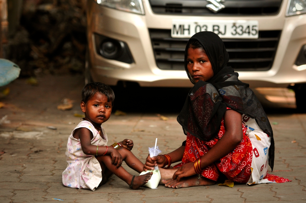 Photo of street children at Khau Gali in Mumbai, India.